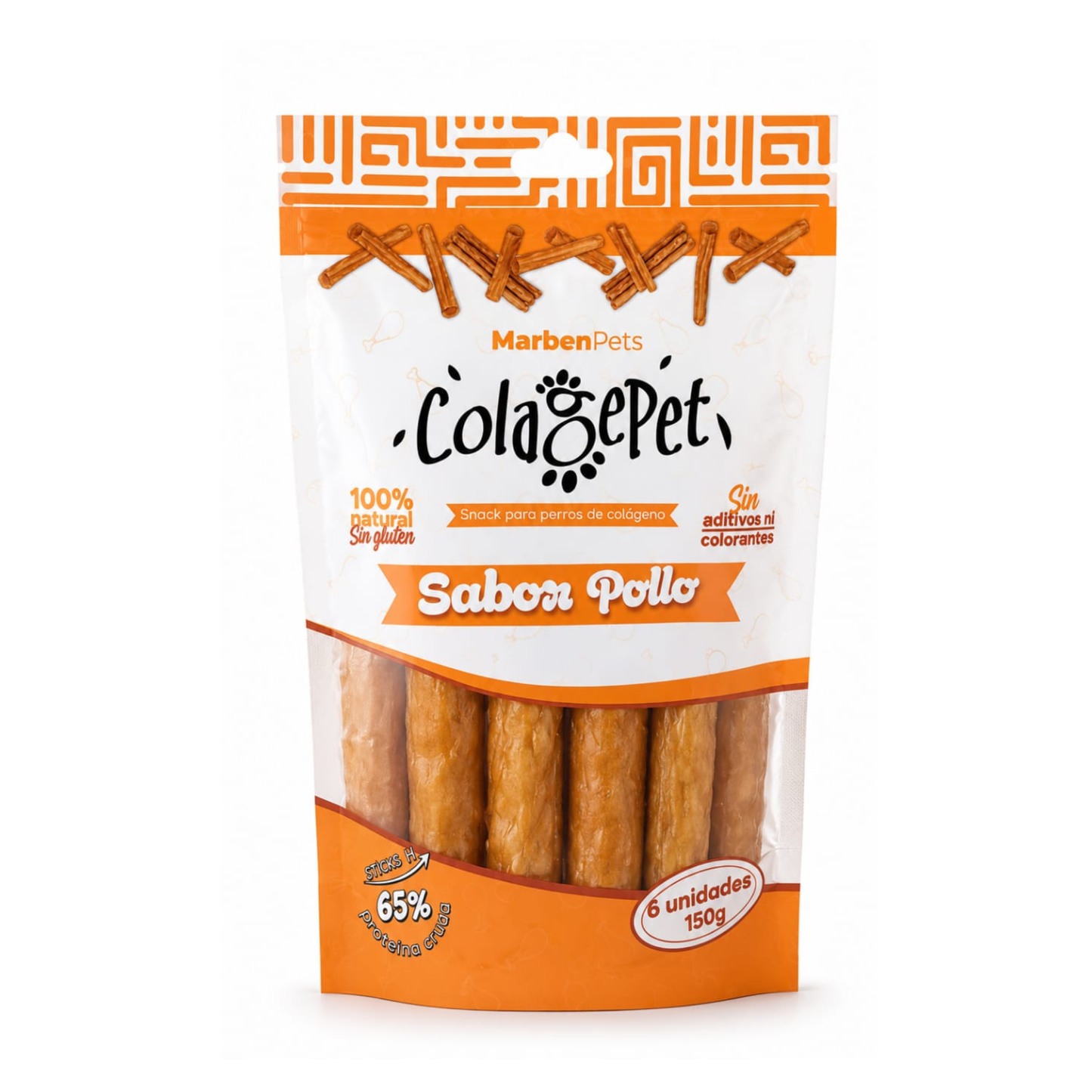 Snack Natural ColágenoPet para Perros sabor Pollo 6 unid 150 gr