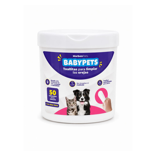 Toallitas para Limpiar Orejas Perros y Gatos 50 unid