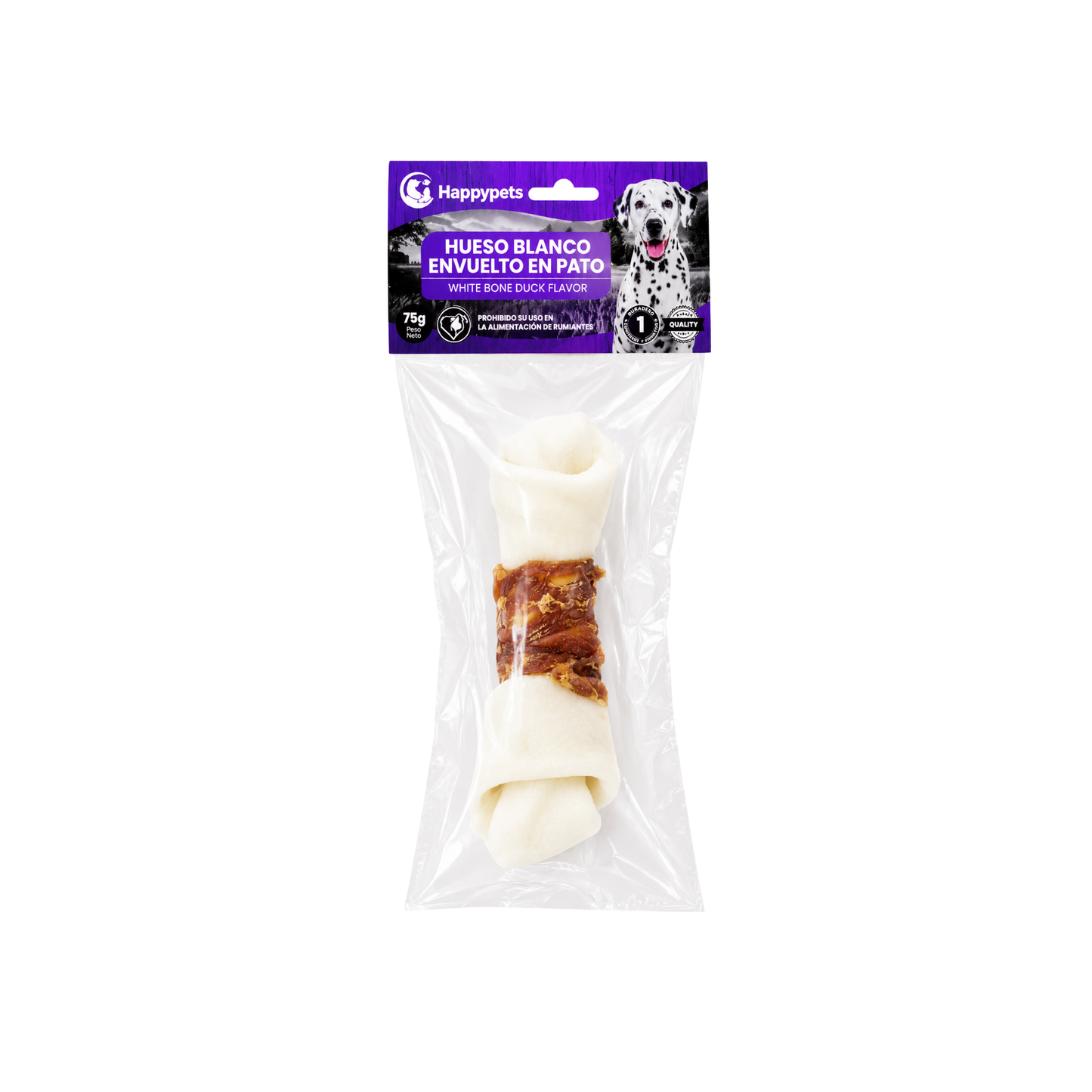 Happypets Hueso Blanco Envuelto en Pato 75 g