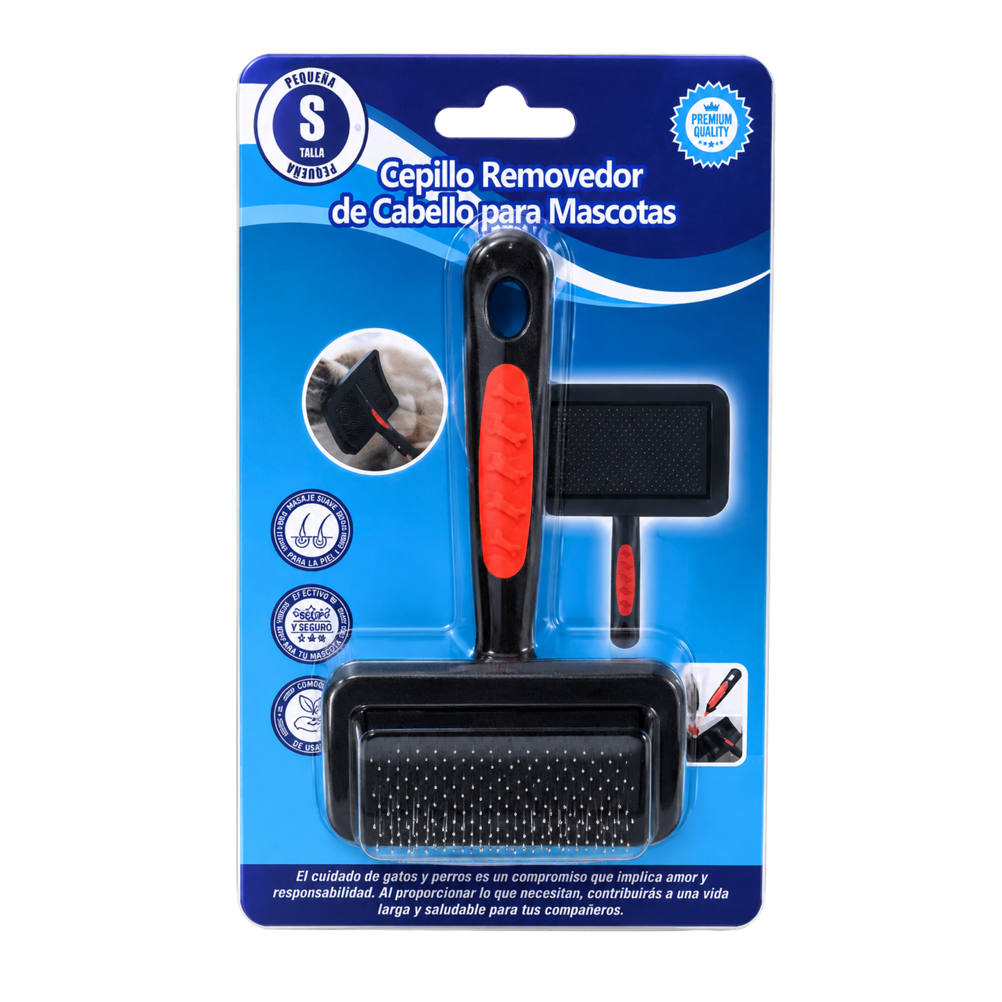 Cepillo Removedor de Pelo Pro Negro/Rojo